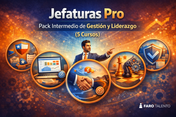 Jefaturas Pro: Pack Intermedio de Gestión y Liderazgo (5 Cursos) — Ley Karin, negociación, presentaciones ejecutivas, mejora continua Kaizen/PDCA y gestión de riesgos.