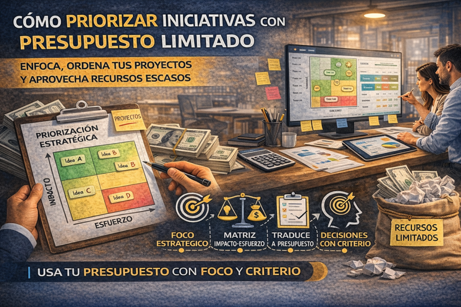 Cómo priorizar iniciativas con presupuesto limitado usando foco estratégico y matriz impacto esfuerzo
