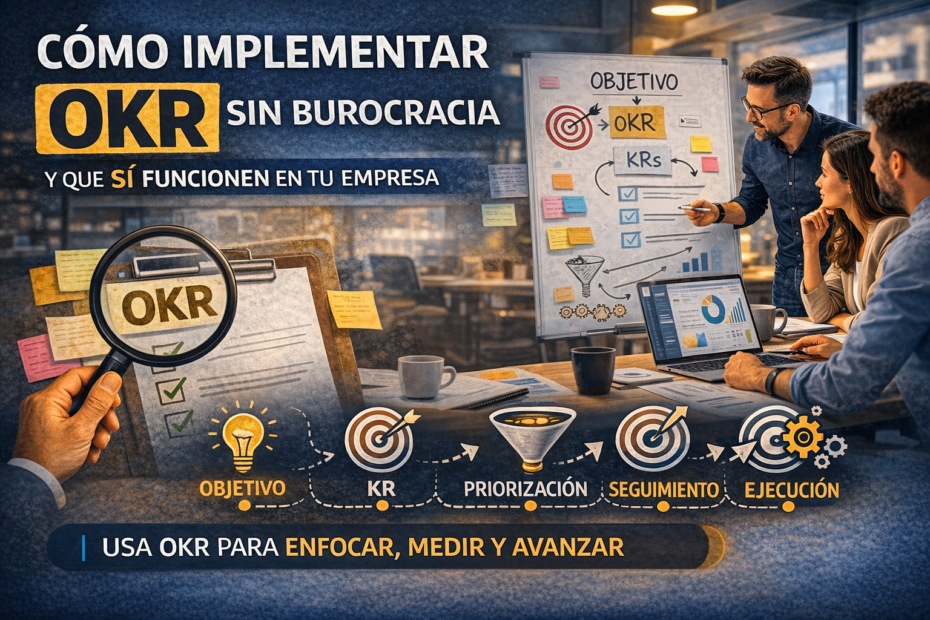 Cómo implementar OKR sin burocracia con objetivos, key results, priorización y seguimiento en empresa