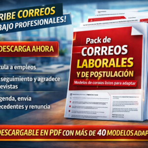 Pack de correos laborales y de postulación en PDF de Faro Talento, guía descargable con modelos de correos profesionales para buscar trabajo en Chile.