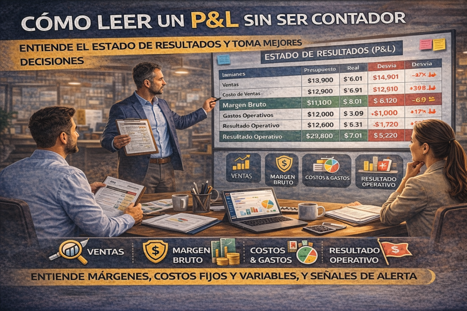 Cómo leer un P&L sin ser contador con análisis de ventas, margen bruto, costos y resultado operativo