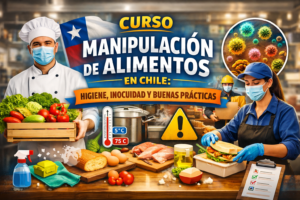 Curso Manipulación de Alimentos en Chile sobre higiene, inocuidad y buenas prácticas, con manipuladores de alimentos, control de temperatura, limpieza y prevención de riesgos sanitarios