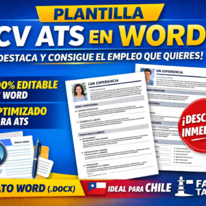 Plantilla CV ATS editable en Word para Chile de Faro Talento, currículum profesional descargable y optimizado para postulaciones laborales.