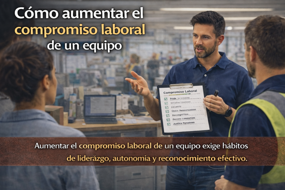 Jefatura trabajando el compromiso laboral de un equipo mediante liderazgo, autonomía y reconocimiento efectivo