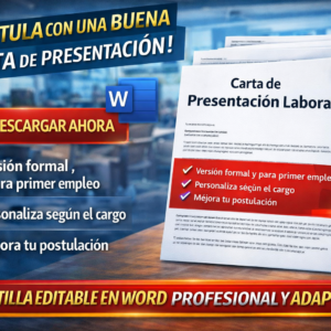 Carta de presentación laboral editable en Word de Faro Talento, plantilla descargable para postular a trabajos en Chile con una presentación más profesional.