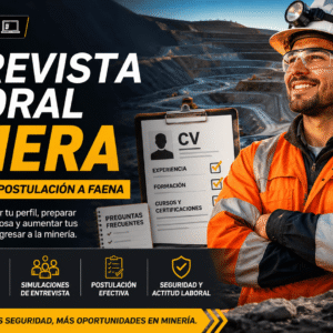 Curso Entrevista Laboral Minera con trabajador en faena, CV minero, preguntas frecuentes y postulación a minería.